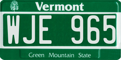 VT license plate WJE965