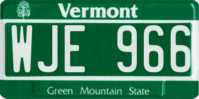 VT license plate WJE966