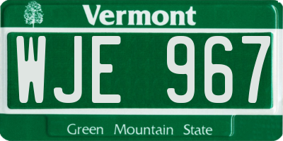 VT license plate WJE967