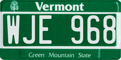 VT license plate WJE968
