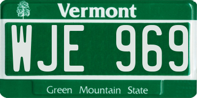 VT license plate WJE969