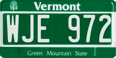 VT license plate WJE972
