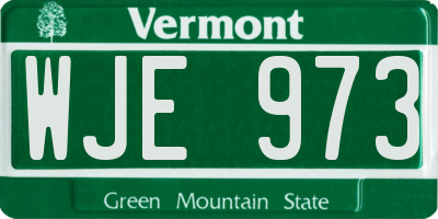VT license plate WJE973