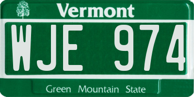 VT license plate WJE974