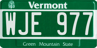 VT license plate WJE977