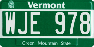 VT license plate WJE978