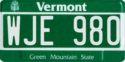 VT license plate WJE980