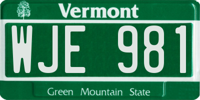 VT license plate WJE981