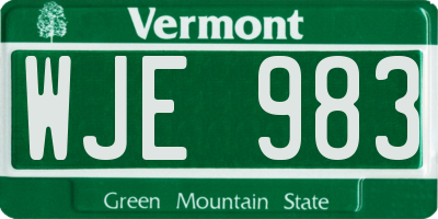 VT license plate WJE983