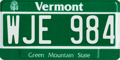VT license plate WJE984