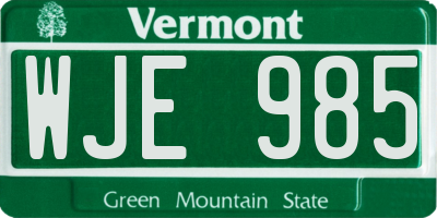 VT license plate WJE985