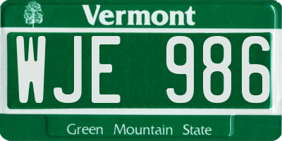VT license plate WJE986
