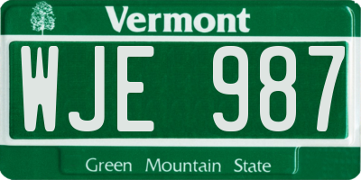 VT license plate WJE987