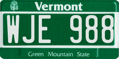 VT license plate WJE988