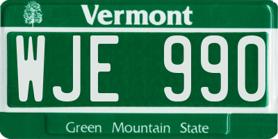VT license plate WJE990