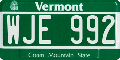 VT license plate WJE992