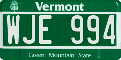 VT license plate WJE994