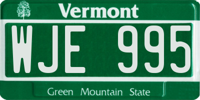 VT license plate WJE995