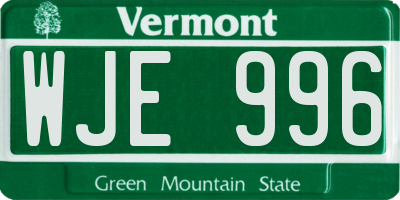 VT license plate WJE996