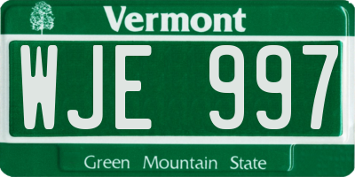 VT license plate WJE997