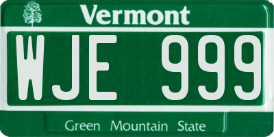 VT license plate WJE999
