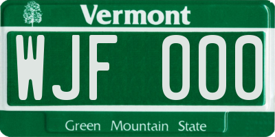 VT license plate WJF000