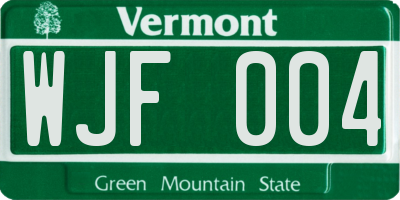 VT license plate WJF004