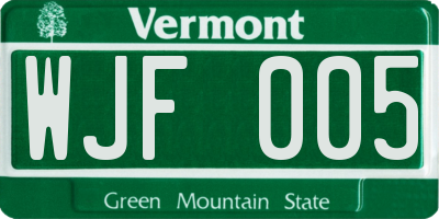 VT license plate WJF005