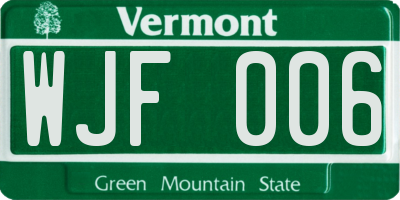 VT license plate WJF006