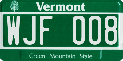 VT license plate WJF008
