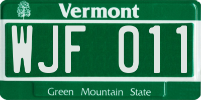 VT license plate WJF011