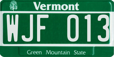 VT license plate WJF013