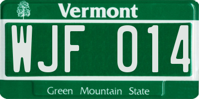 VT license plate WJF014