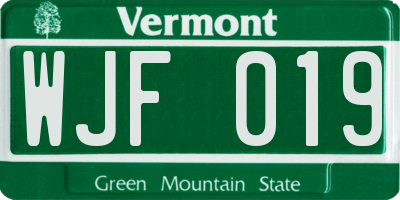 VT license plate WJF019
