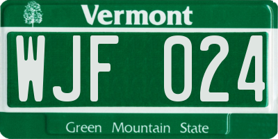 VT license plate WJF024