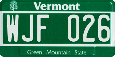 VT license plate WJF026