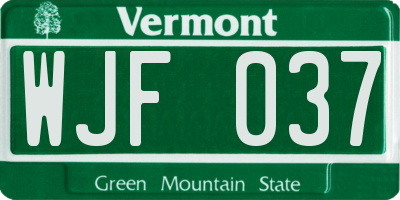 VT license plate WJF037