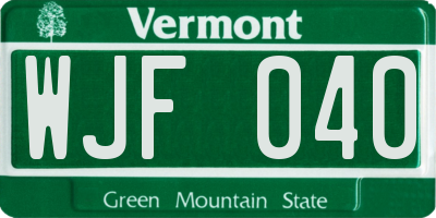 VT license plate WJF040