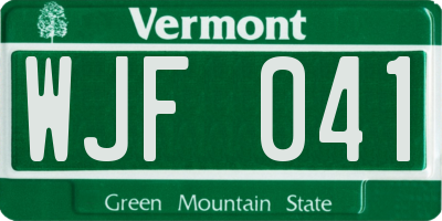 VT license plate WJF041