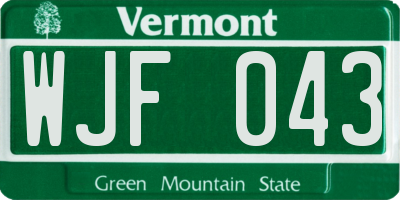 VT license plate WJF043