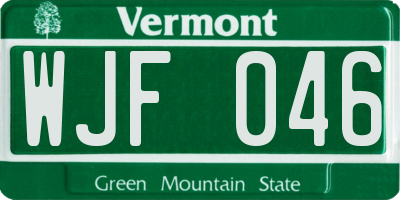 VT license plate WJF046