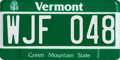 VT license plate WJF048