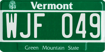 VT license plate WJF049