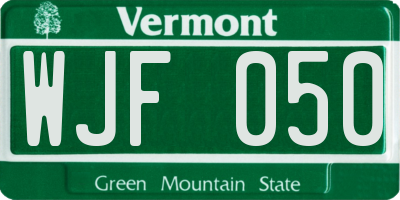 VT license plate WJF050