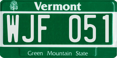 VT license plate WJF051