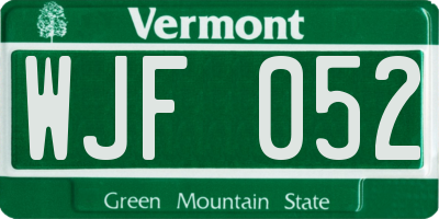 VT license plate WJF052