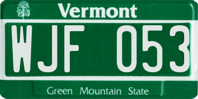 VT license plate WJF053