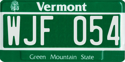 VT license plate WJF054