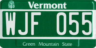 VT license plate WJF055