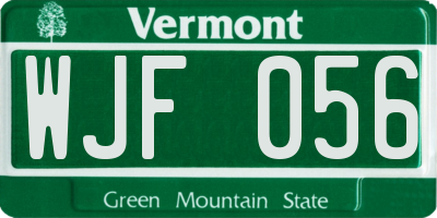 VT license plate WJF056